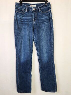 Signature by Levi Strauss Women's Mid Rise Straight Leg Jeans Dark Wash Size 6M